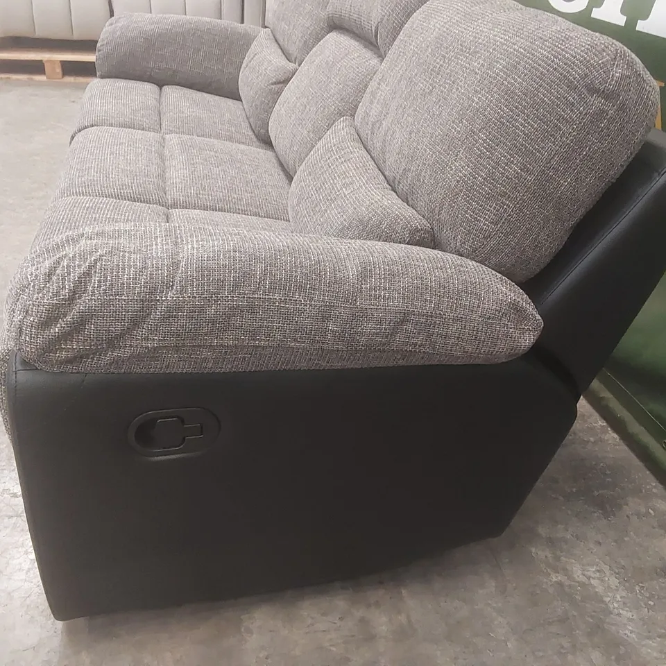 QUALITY DESIGNER SANTORI 3 SEATER FABRIC UPHOLSTERED MANUAL RECLINER SOFA