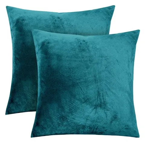 HEAVY CRUSHED VELVET CUSHION COVER (SET OF 2) - TEAL (1 PACKET)