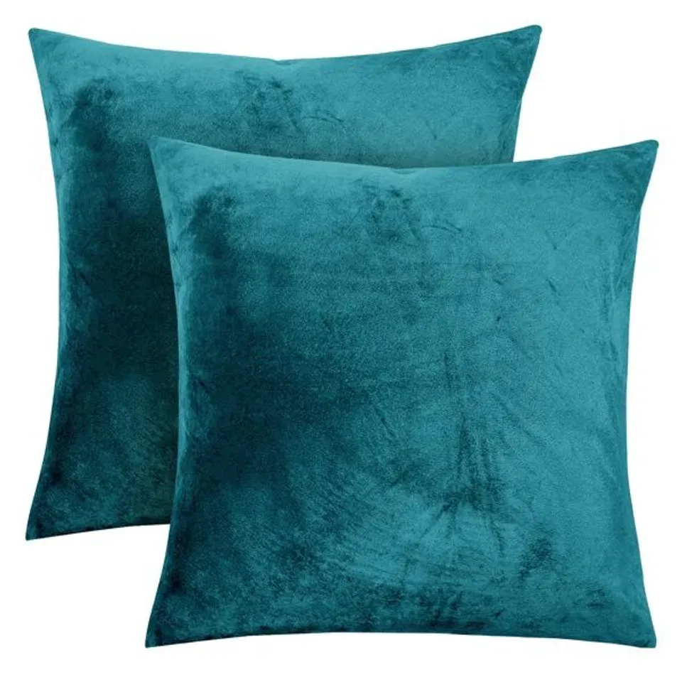 HEAVY CRUSHED VELVET CUSHION COVER (SET OF 2) - TEAL (1 PACKET)