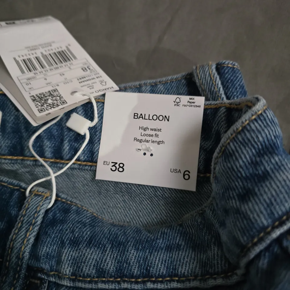 MNG BALLOON HIGH-WAIST JEANS – INDIGO FABRIC (UK 8 / EU 38 / US 6)