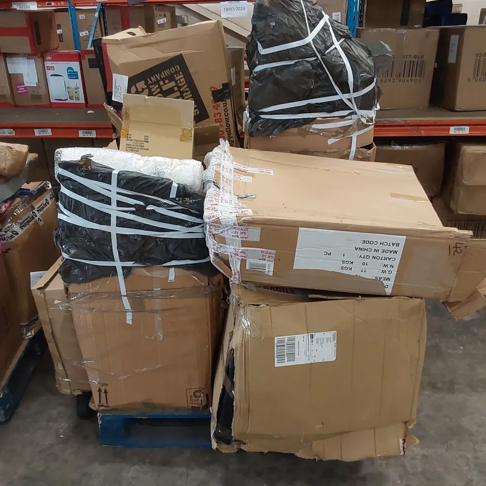 PALLET OF ASSORTED HOUSEHOLD GOODS AND INCOMPLETE FURNITURE PARTS 
