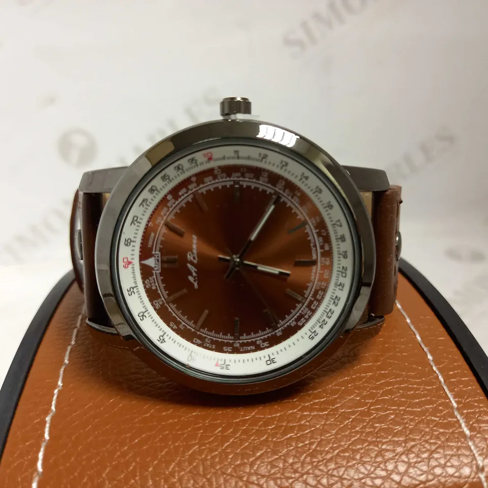 LA BANUS COFFEE COLOUR LEATHER STRAP WRISTWATCH  RRP £500