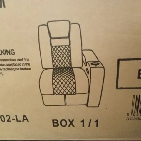 BOXED ELECTRIC AIR LEATHER RECLINER CHAIR - BLACK // SOFA PIECE (1 BOX)