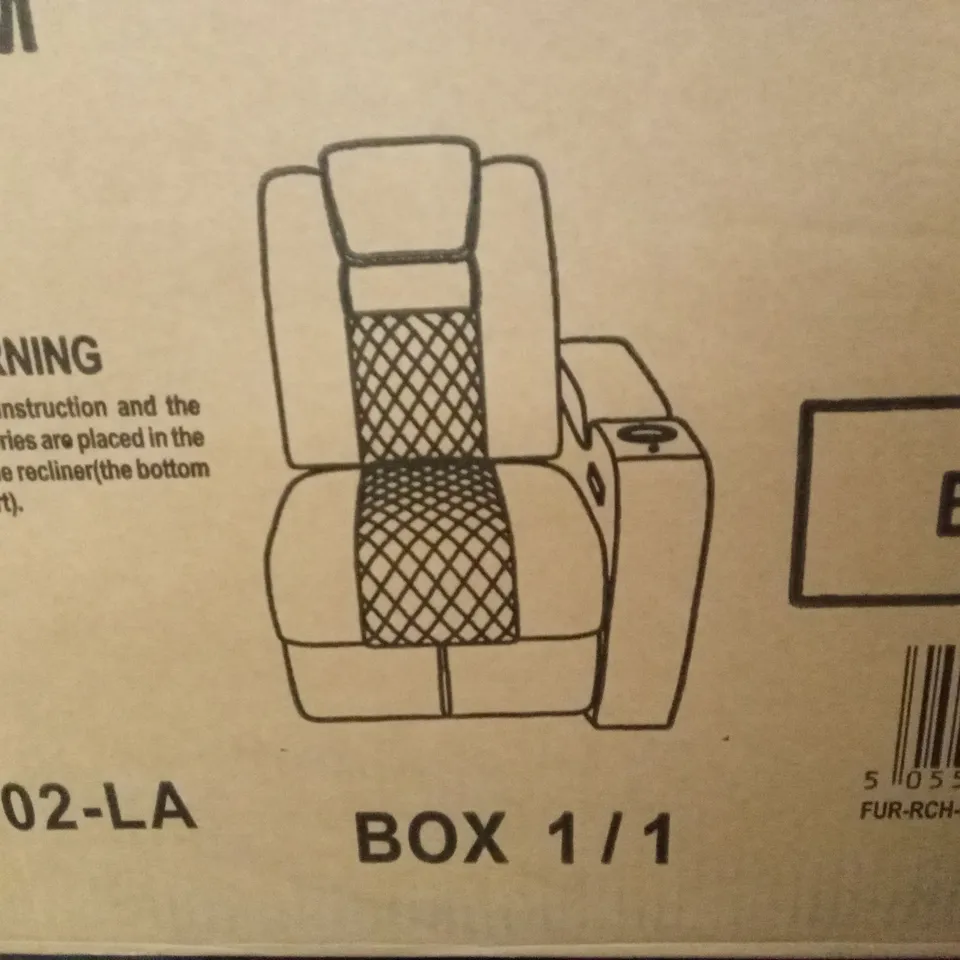 BOXED ELECTRIC AIR LEATHER RECLINER CHAIR - BLACK // SOFA PIECE (1 BOX)