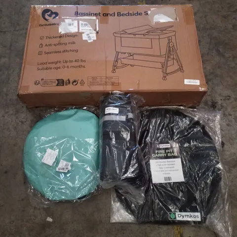 PALLET CONTAINING ASSORTED PRODUCTS INCLUDING BASSINET AND BEDSIDE SLEEPER, FIRE PIT CARRY BAG, FOOD DELIVERY BACKPACKS & POP UP TENT