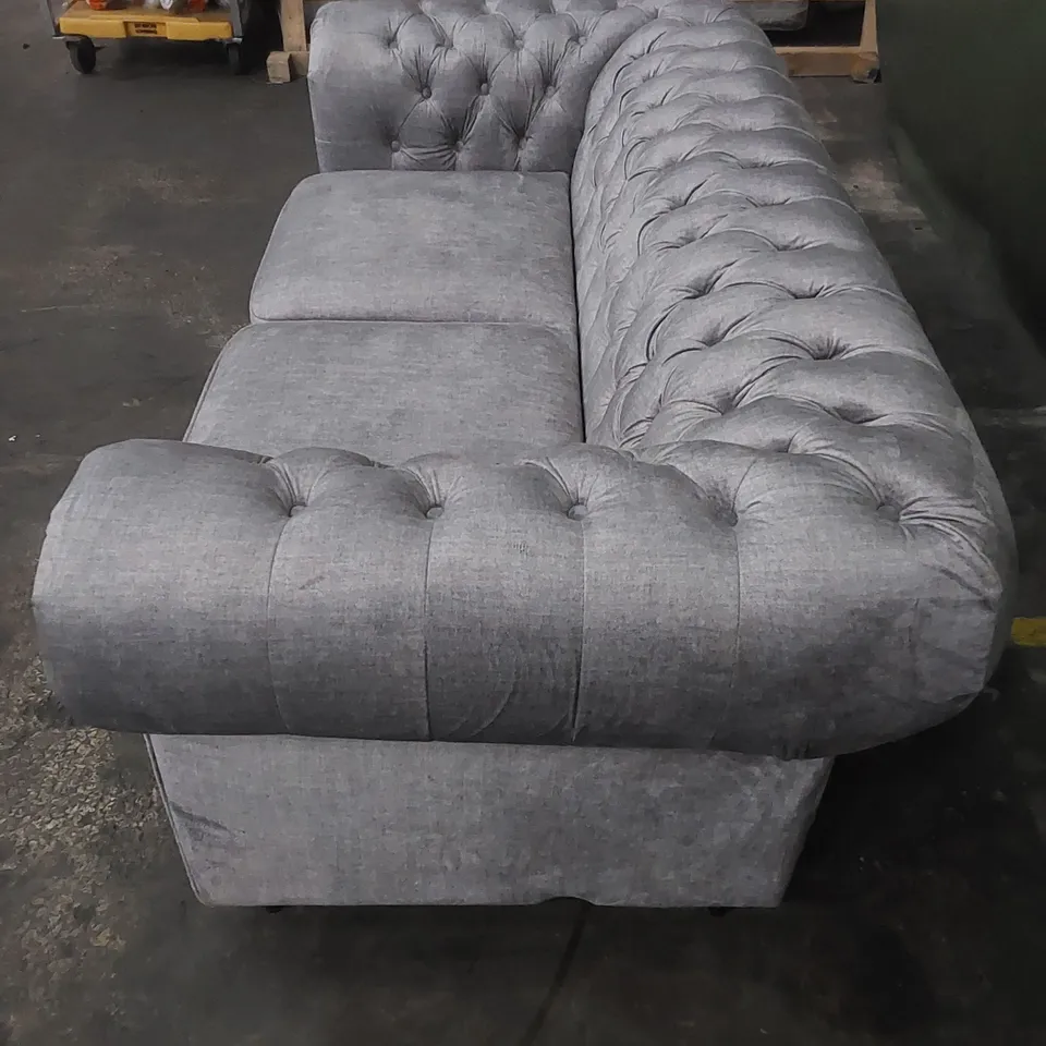 DESIGNER LAURA 2 SEATER CHESTERFIELD FABRIC UPHOLSTERED SOFA 