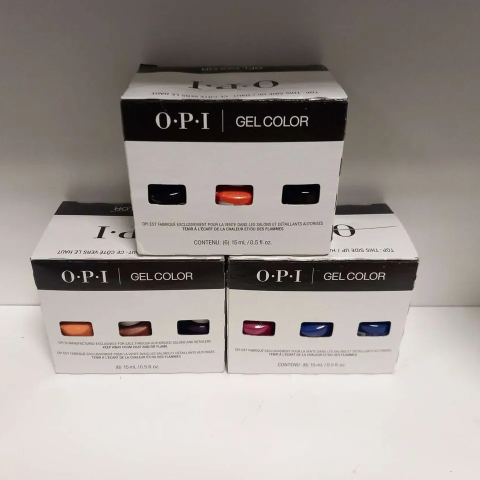 THREE BOXED OF O.P.I GEL COLOUR 6 X 15ML SETS