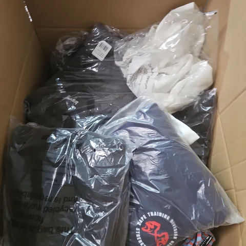 LARGE BOX OF APPROXIMATELY 25 ASSORTED CLOTHING ITEMS IN VARIOUS COLOURS, STYLES AND SIZES - COLLECTION ONLY