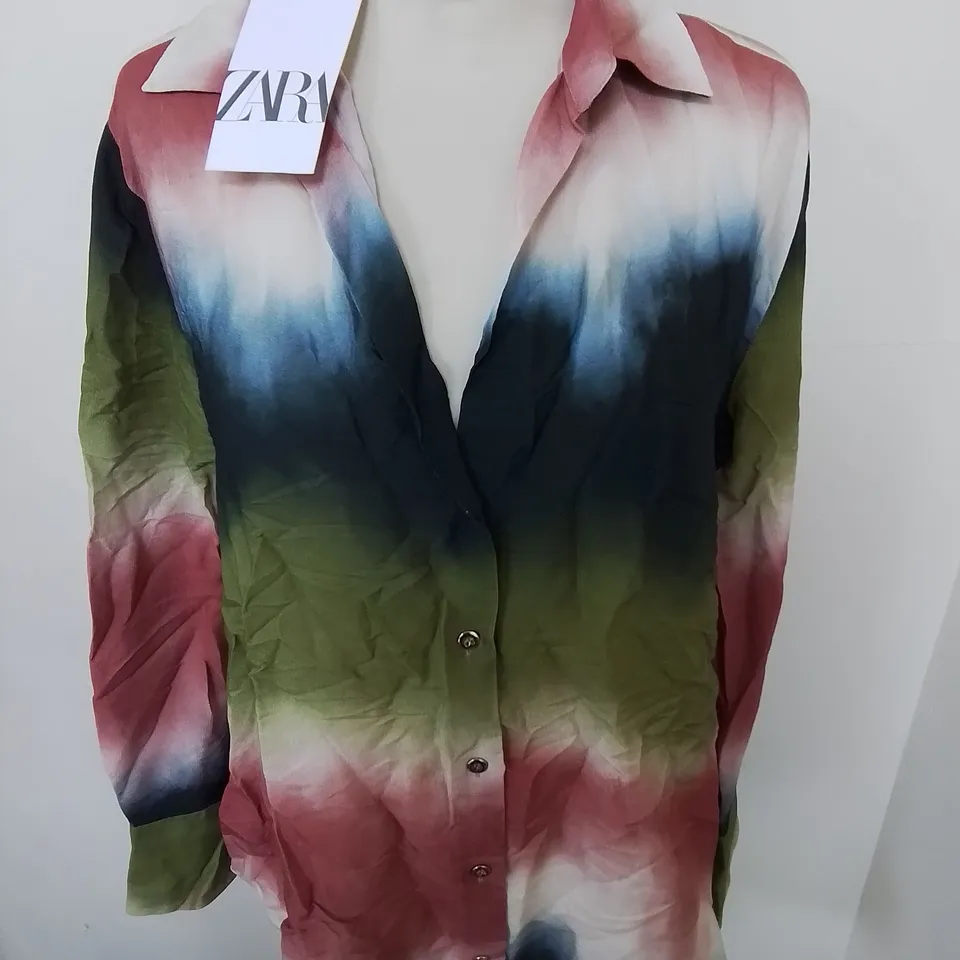 ZARA LONG SLEEVE BLOUSE IN MULTI - UK S