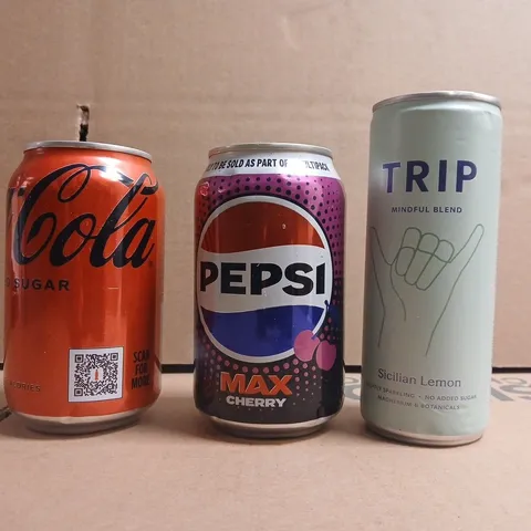 APPROXIMATELY 10 ASSORTED FOOD AND DRINK ITEMS TO INCLUDE PEPSI, COCA-COLA, TRIP, ETC