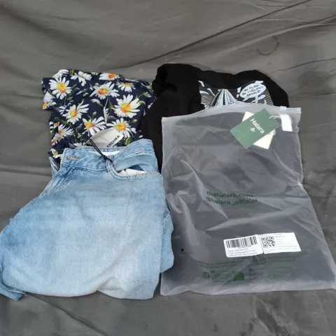 BOX OF APPROXIMATELY 20 ASSORTED CLOTHING ITEMS TO INCLUDE DRESS, JEANS, TROUSERS, ETC