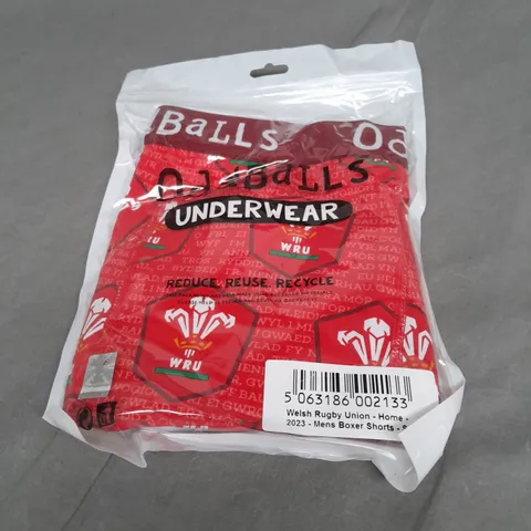 BAGGED ODDBALLS WELSH RUGBY UNION HOME MENS BOXER SHORTS IN RED SIZE S