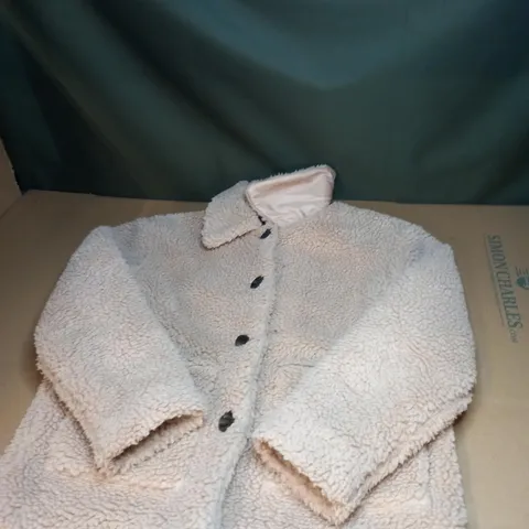 WOMENS BUTTON TEDDY BEAR FLEECED JACKET SIZE S