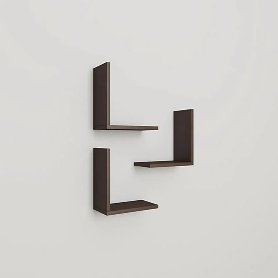 BOXED DECORTIE WESLEY MODERN WALL SHELF - DARK COFFEE 