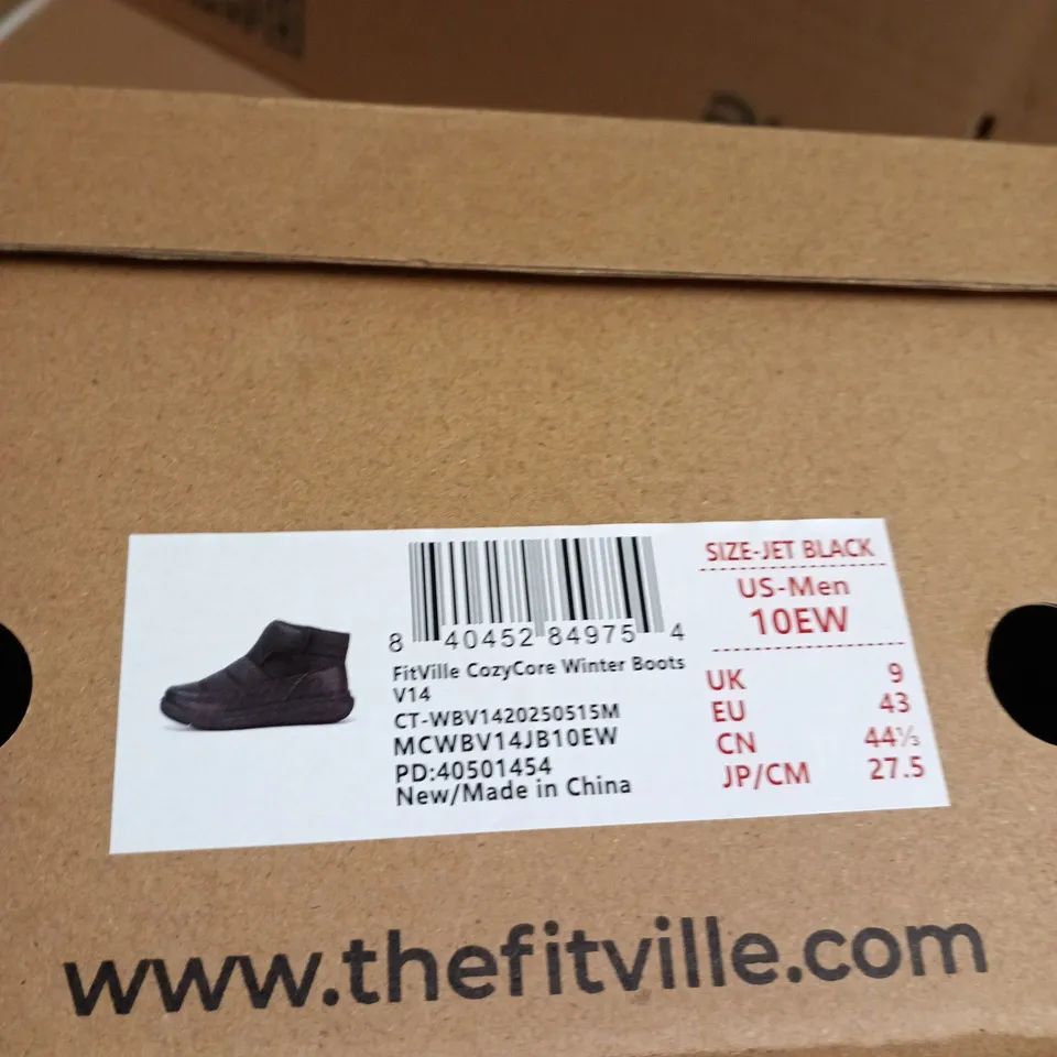 BOXED PAIR OF FITVILLE COZYCORE WINTER BOOTS - BLACK, UK 9 