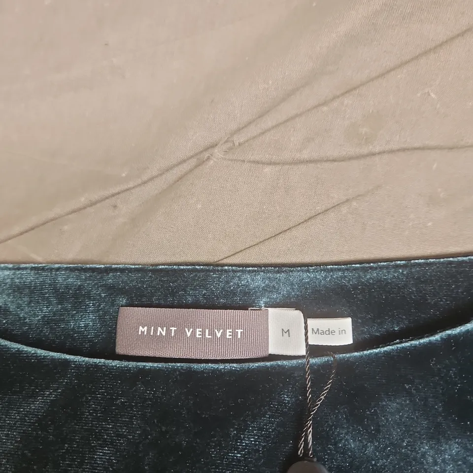 MINT VELVET VELVET TOP WITH FAUX FUR CUFFS – UK M