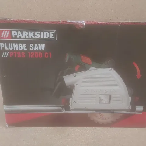BOXED PARKSIDE PLUNGE SAW WITH ALUMINIUM GUIDE RAIL TRACK 1200W // MODEL: PTSS 1200 C1