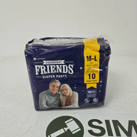 FRIENDS OVERNIGHT DIAPER PANTS – M-L (WAIST 63.5–122 CM / 25–48 IN) 10X