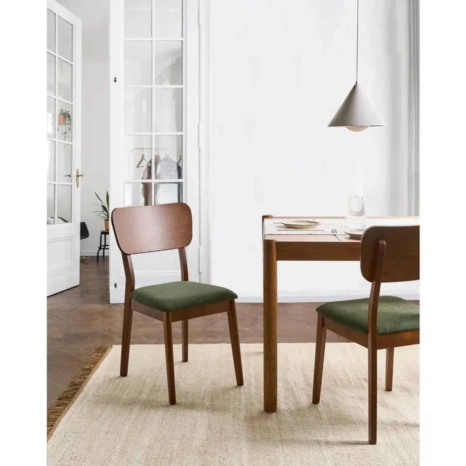 BOXED SET OF 2 DINING CHAIRS MINIER WOOD DARK GREEN (1 BOX)