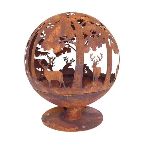 BOXED FANCY FLAMES GLOBE LASER CUT WOODLAND FIREGLOBE