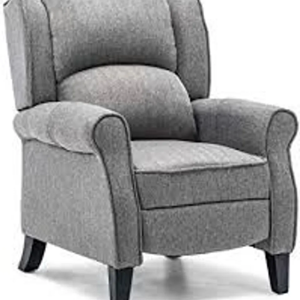 BOXED EATON CHARCOAL FABRIC PUSH BACK RECLINING EASY CHAIR (1 BOX) RRP £379.99