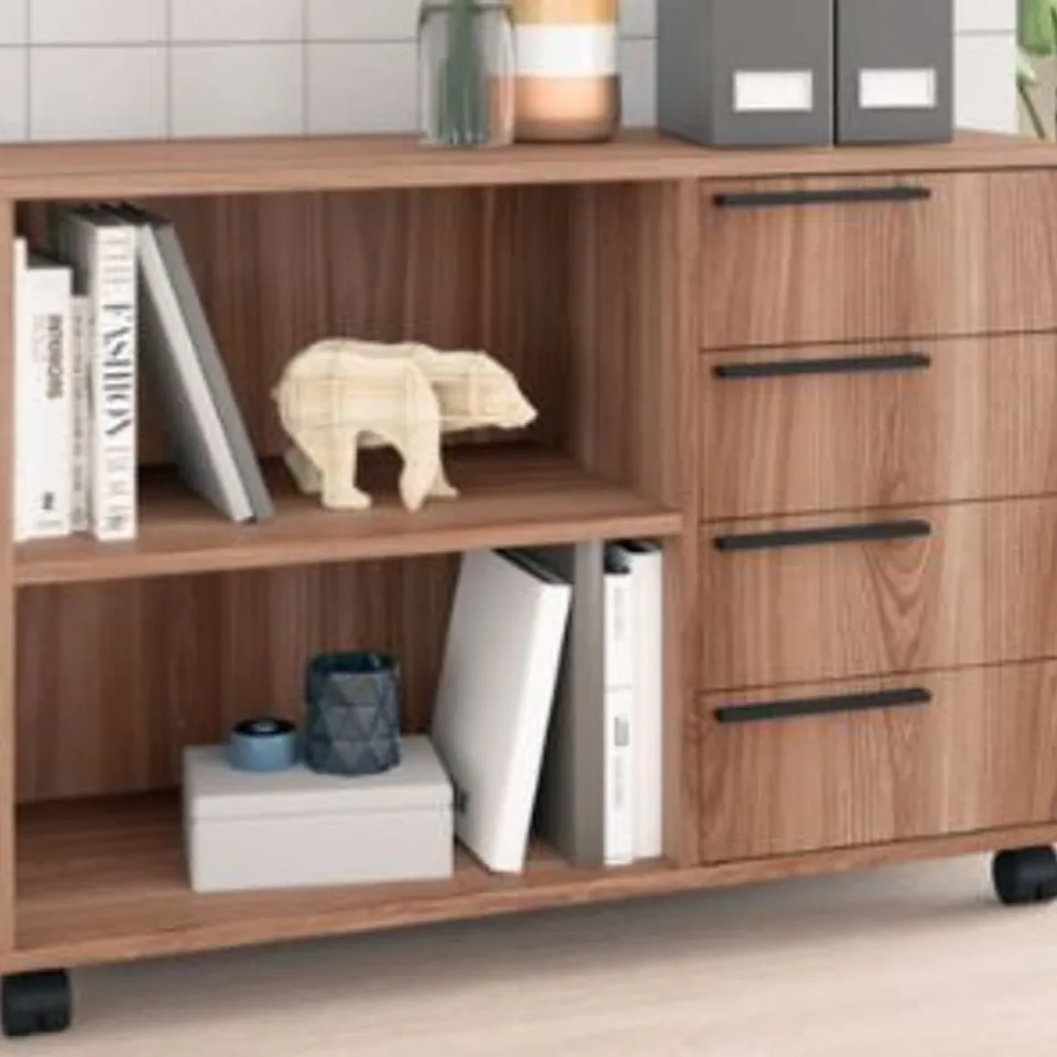 BRAND NEW BOXED OAKLEY OAK 4 DRAWER CABINET WITH WHEELS