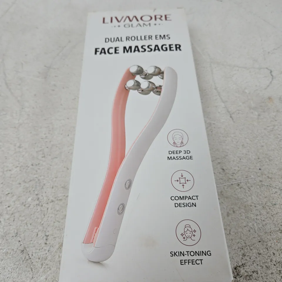 LIVMORE GLAM DUAL ROLLER EMS FACE MASSAGER – DEEP 3D MASSAGE, COMPACT DESIGN