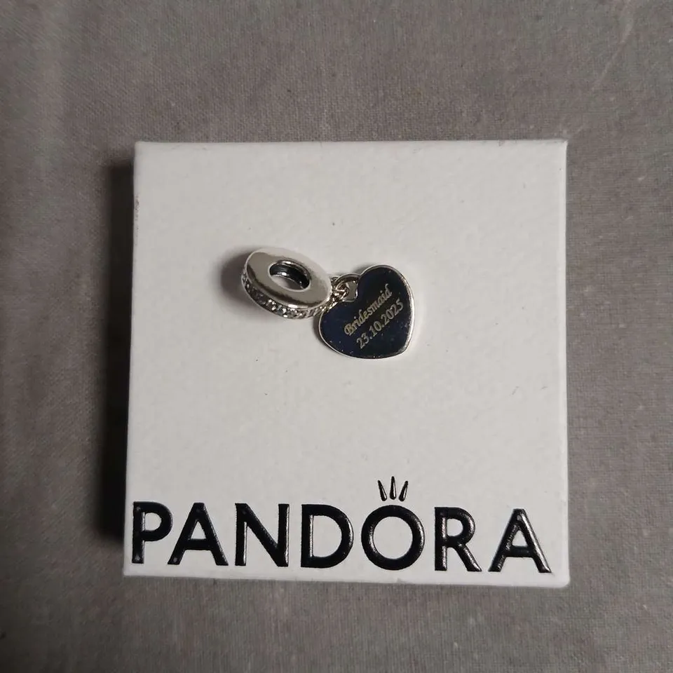 PANDORA SILVER HEART CHARM – FRIENDS FOREVER - PERSONALISED