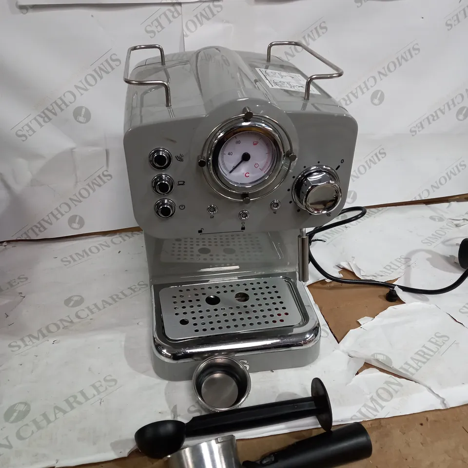 SWAN RETRO PUMP ESPRESSO COFFEE MACHINE - GREY