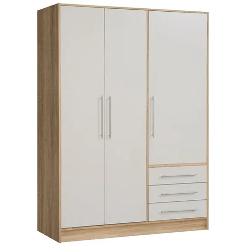 BOXED INGRAM 3 DOOR WARDROBE - OAK/WHITE (3 BOXES)