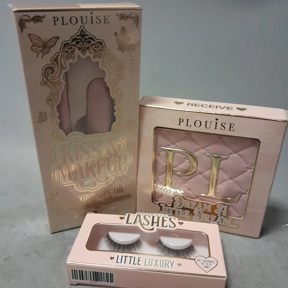 3 ASSORTED P.LOUISE PRODUCTS TO INCLUDE LIP KIT, EYELASHES, RECEIVE PALETTE, ETC 