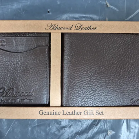 ASHWOOD LEATHER WALLET & CARDHOLDER GIFT SET IN DARK BROWN