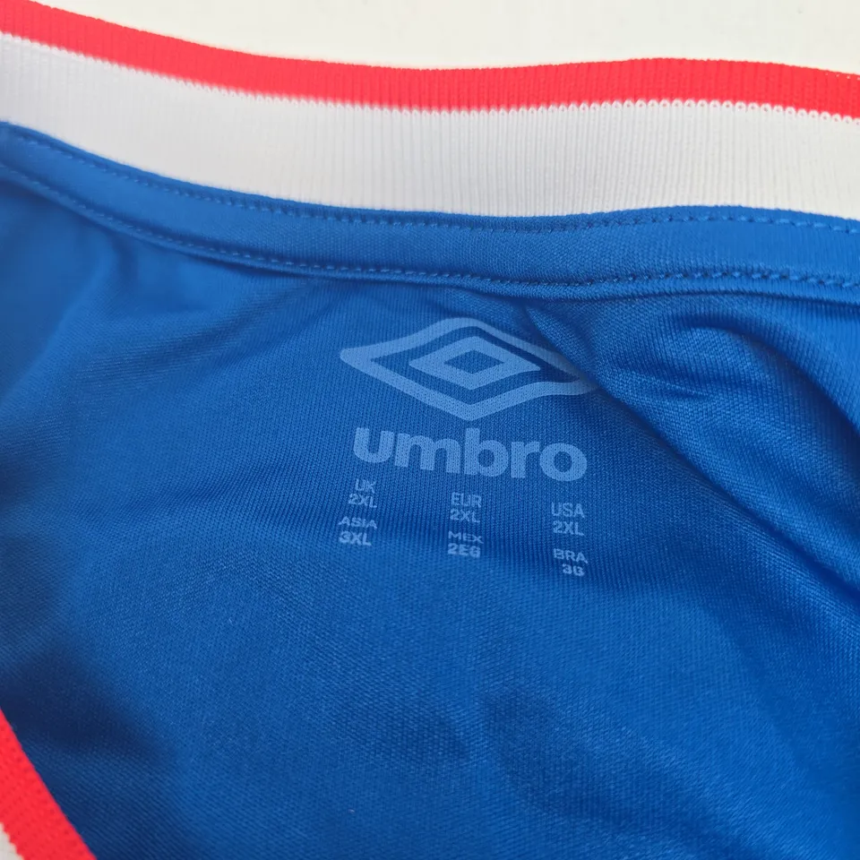 RANGERS FC UMBRO UNIBET AWAY SHIRT - BLUE WITH PINSTRIPES, UK 5XL