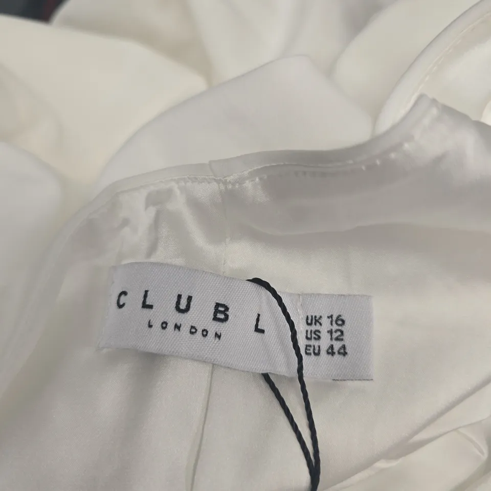 CLUB L LONDON WHITE ONE-SHOULDER JUMPSUIT (UK 16)