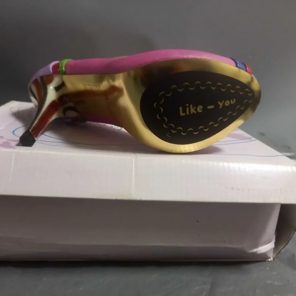 LIKE-YOU LADIES HIGH HEELED MULTI-COLOURED OPEN TOE SHOES SIZE EU 7
