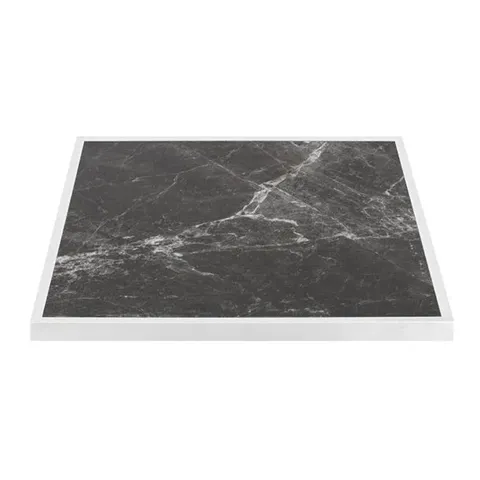BOXED BOLERO DARK GRANITE EFFECT SQUARE TEMPERED GLASS TABLE TOP WHITE TRIM (1 BOX)