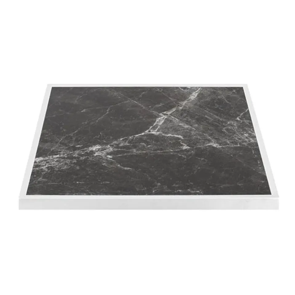 BOXED BOLERO DARK GRANITE EFFECT SQUARE TEMPERED GLASS TABLE TOP WHITE TRIM (1 BOX)