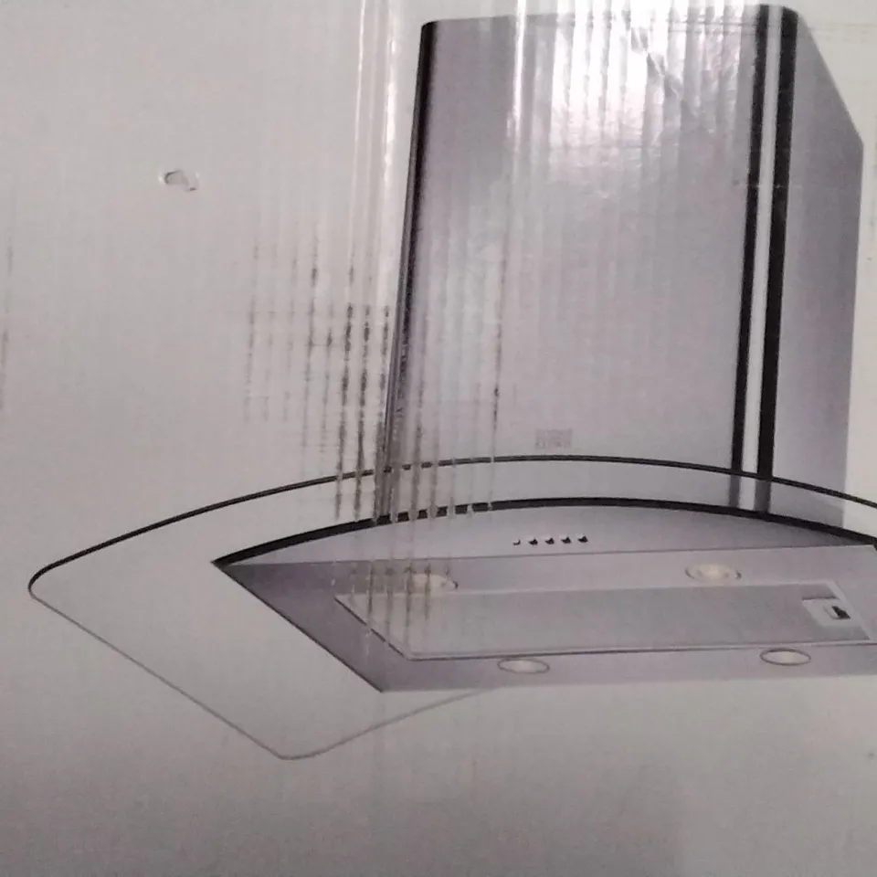 BOXED STAINLESS STEEL ISLAND CURVED GLASS HOOD CLICGS90