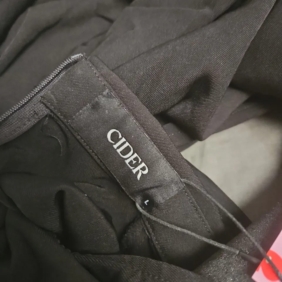 CIDER WOMEN'S BLACK WRAP-FRONT JUMPSUIT – SIZE L