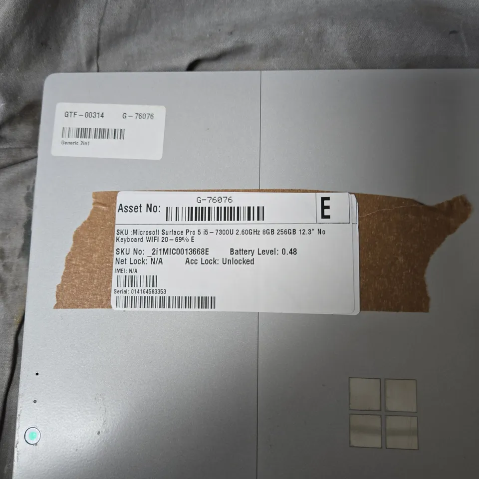 MICROSOFT SURFACE PRO 5 TABLET – 12.3-INCH DISPLAY, I5, 8GB RAM, 256GB – SILVER (NO CHARGER)