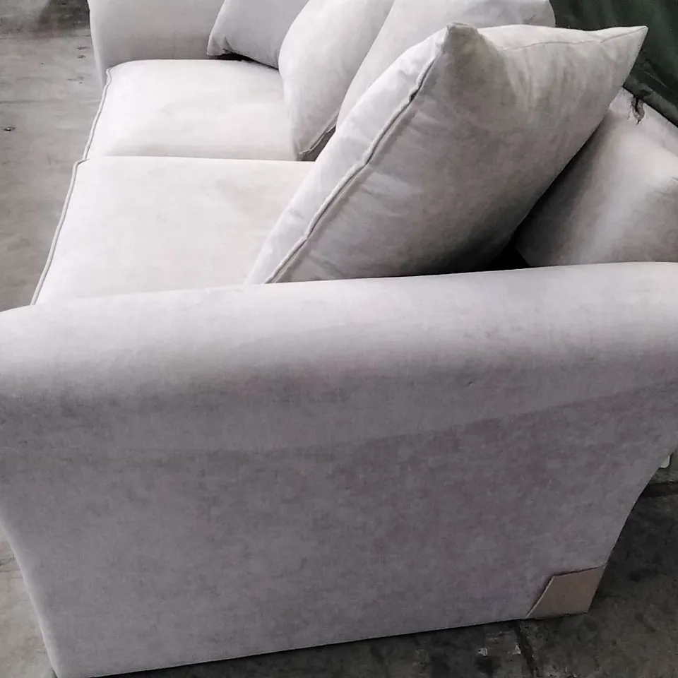 QUALITY BRITISH DESIGNER DURY 3 SEATER SOFA - NATURAL FABRIC 