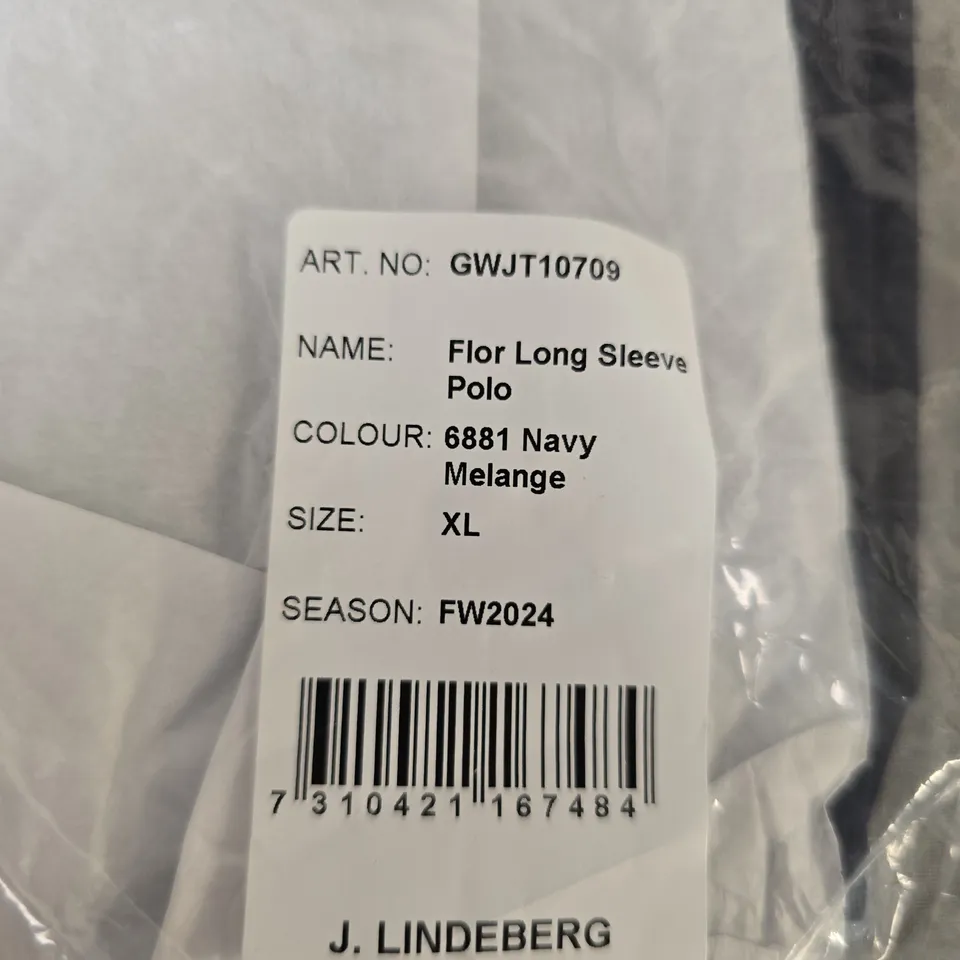 J. LINDEBERG FLOR LONG SLEEVE POLO – NAVY MELANGE, XL