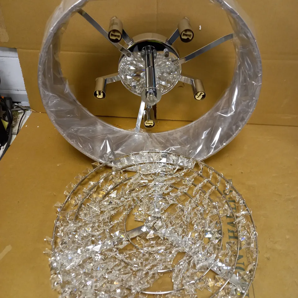 LAURA ASHLEY CARRINGTON 5LT FLUSH CEILING LIGHT, SILVER EFFECT & CLEAR CRYSTAL (RESIN/PLASTIC)
