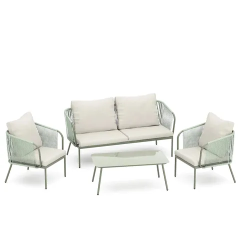 GARDEN STORIES ROPE 4 PIECE TABLE & CHAIRS CONVERSATION SET BOXED
