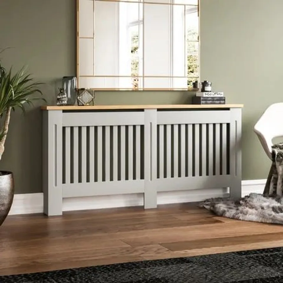 BOXED VIDA ARLINGTON RADIATOR COVER LARGE - GREY/OAK