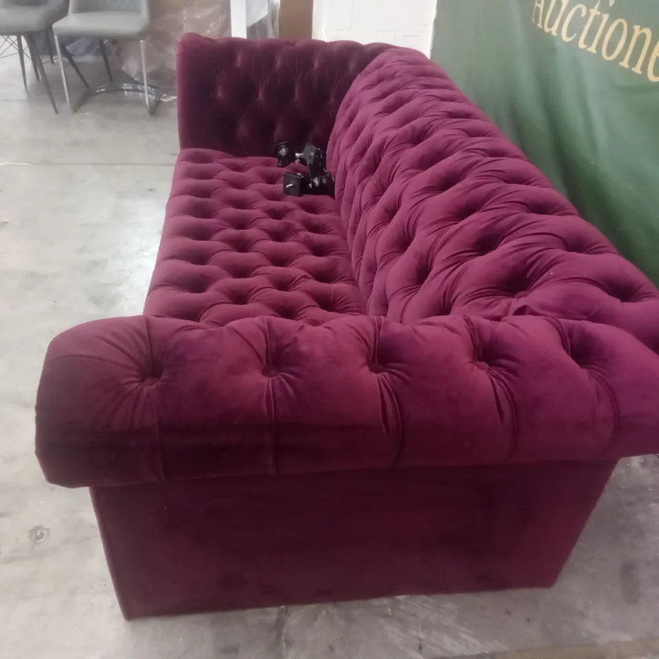 3 SEATER SOFA - WINE RED FABRIC 