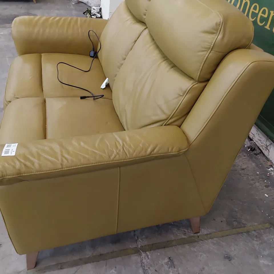 DESIGNER POWER RECLINING TWO SEATER SOFA SAND LEATHER 