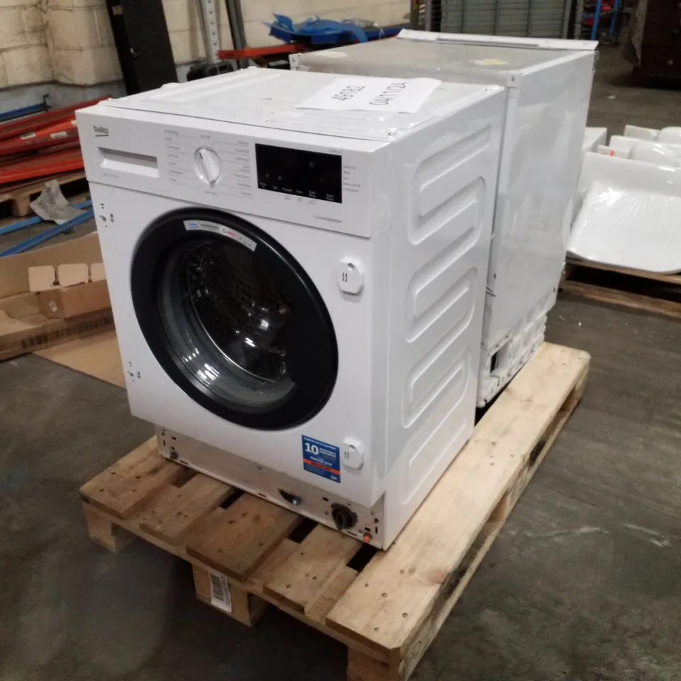 PALLET CONTAINING BEKO WTIK86151F WASHING MACHINE & BEKO BRS3682 UNDER COUNTER FRIDGE 