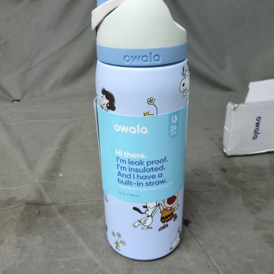 OWALA FREESIP INSULATED WATER BOTTLE – 32OZ / 945ML – SNOOPY CARTOON DESIGN (BOXED)