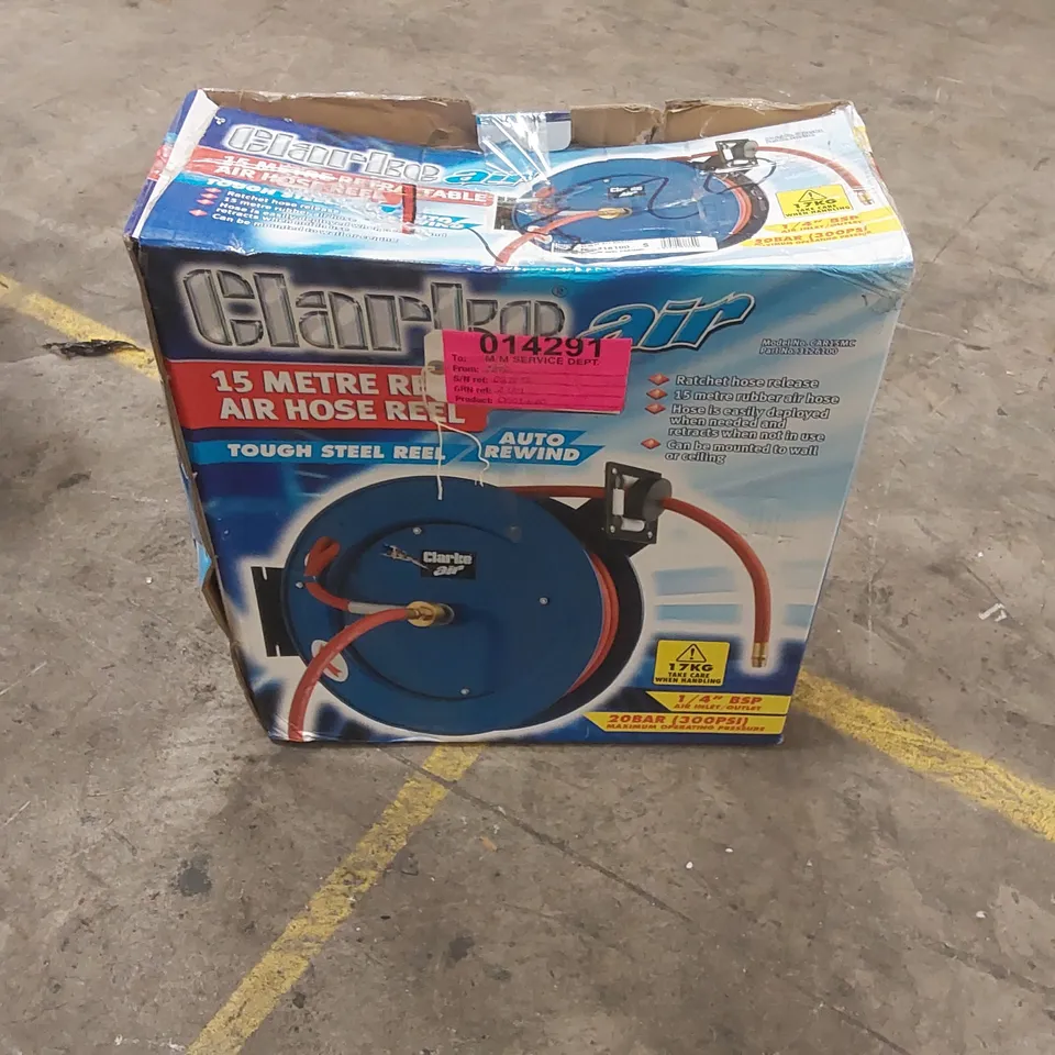 BOXED CLARKE CAR8MC 15M RETRACTABLE AIR HOSE REEL
